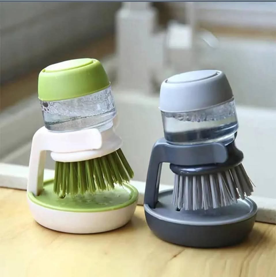 فرشاة غسيل الصحون مع موزع صابون مدمج وحامل تخزي