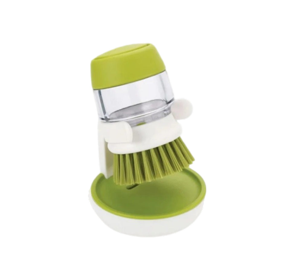 فرشاة غسيل الصحون مع موزع صابون مدمج وحامل تخزي