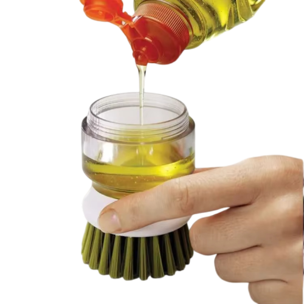 فرشاة غسيل الصحون مع موزع صابون مدمج وحامل تخزي