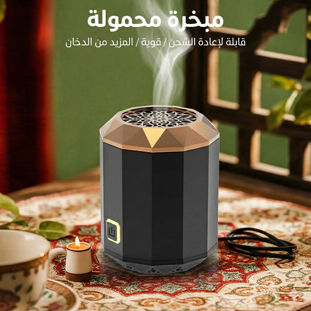 مبخرة إلكترونية ذكية قابلة للشحن – ناشر عطر البخور بدون فحم