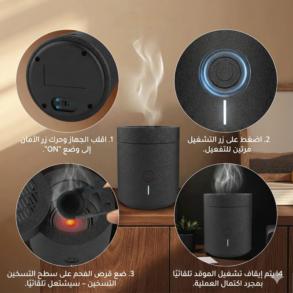 ✨ مبخرة إلكترونية ذكية للبخور والعود – قابلة للشحن ✨