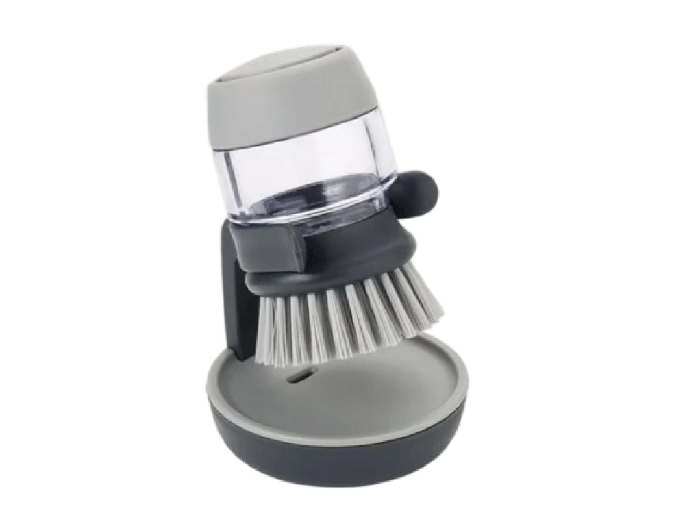 فرشاة غسيل الصحون مع موزع صابون مدمج وحامل تخزي